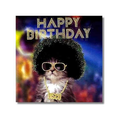 Birthday Card — Disco Cat