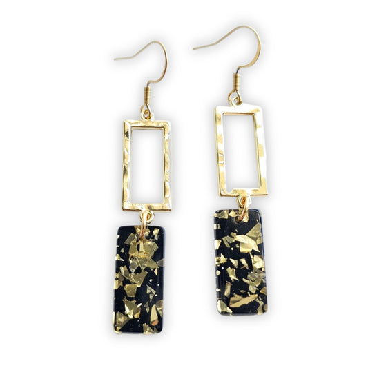 Spiffy & Splendid Raya Earrings in Black Gold Flake