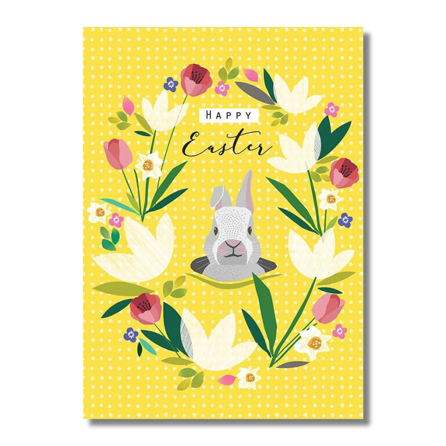 Easter Card — Rabbit in a Flower Wreath