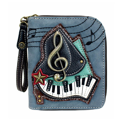 Piano & Treble Clef Zip-Around Wallet