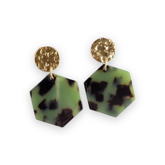 Spiffy & Splendid Roxy Earrings in Olive Tortoise