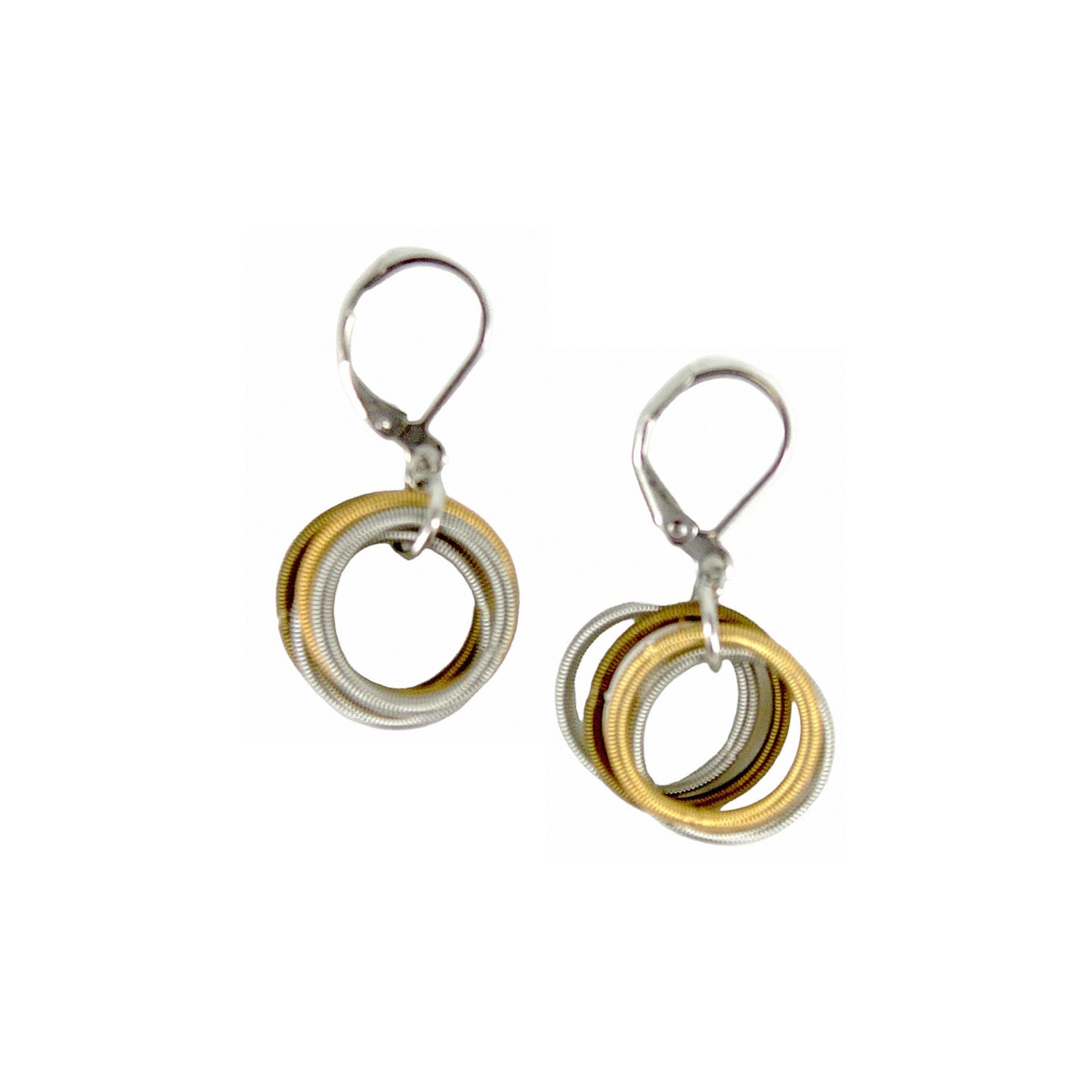 Piano Wire Loop Earrings, Gold & Silver
