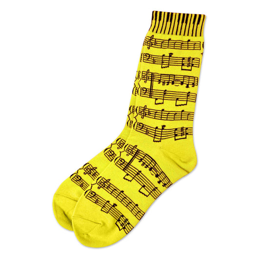 Music Staff & Keyboard Women's Socks, Yellow