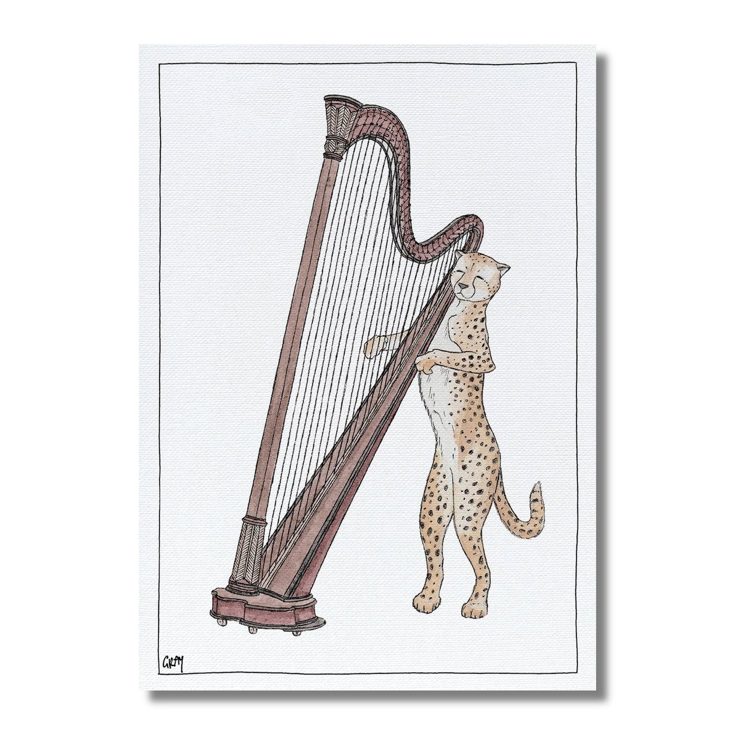 Blank Card — Cheetah Playing the Harp