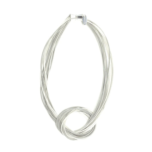 Piano Wire Knot Necklace, Silver