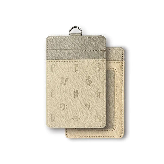 Music Notes Badge Holder, Beige