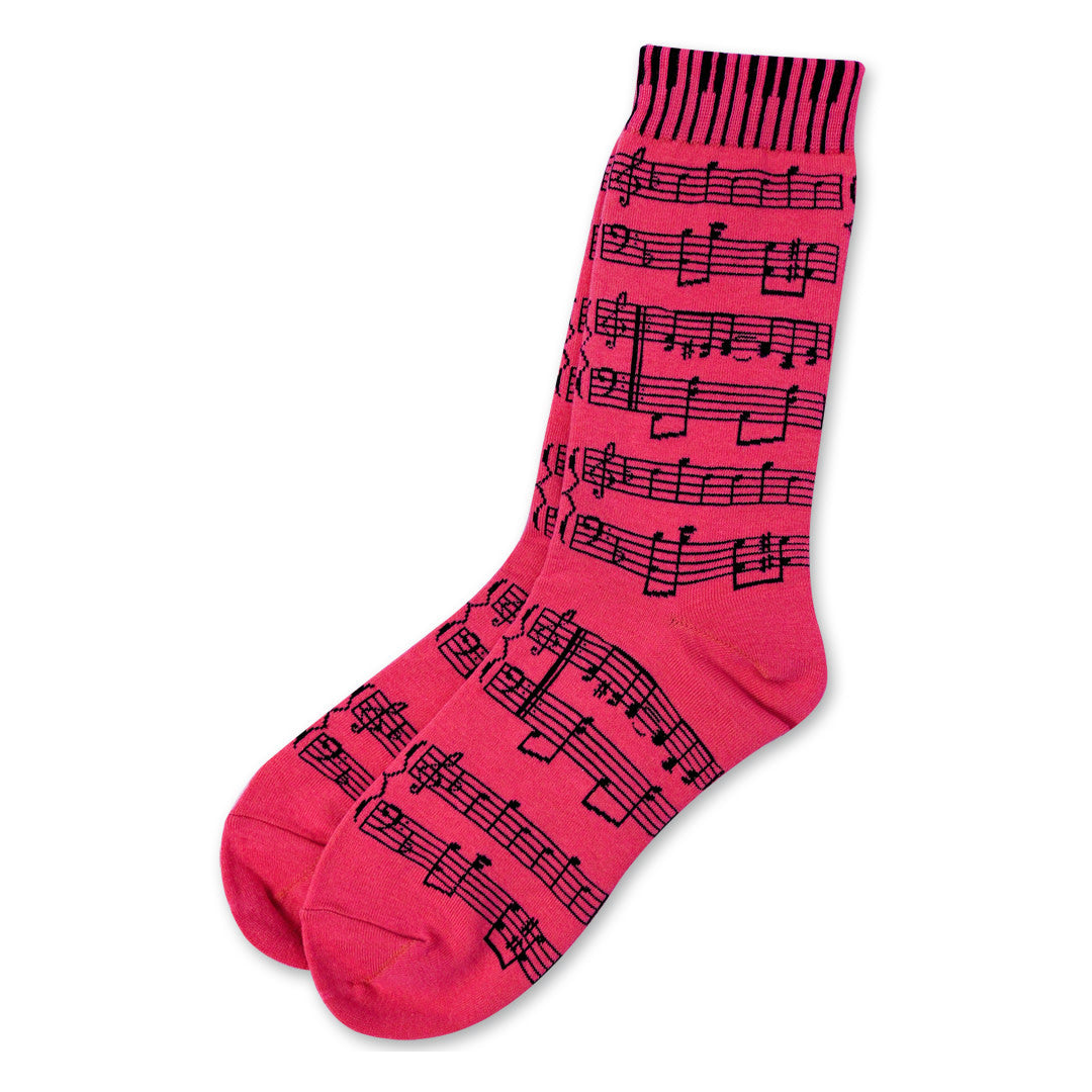 Music Staff & Keyboard Women’s Socks, Pink