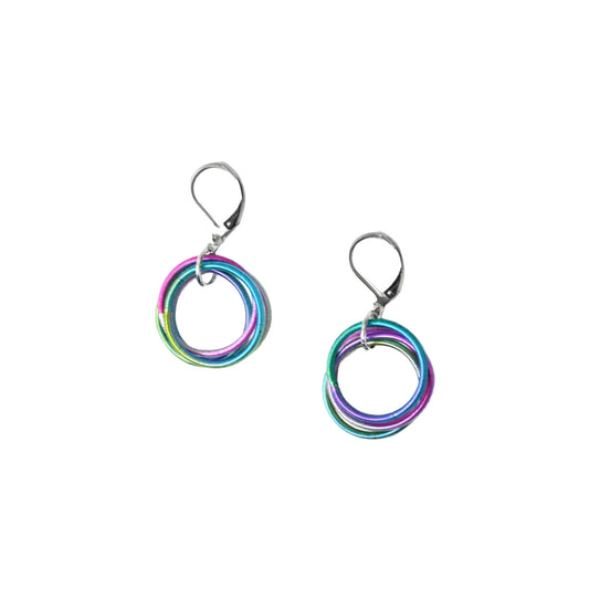 Piano Wire Loop Earrings, Multicolor