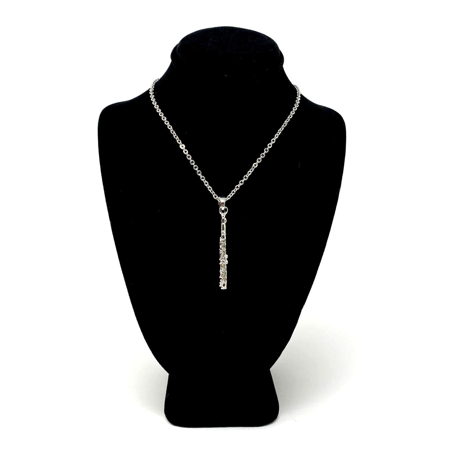 Flute Necklace, Silver (Detailed)