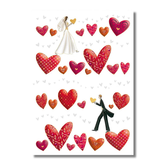 Wedding Card — Embossed Hearts