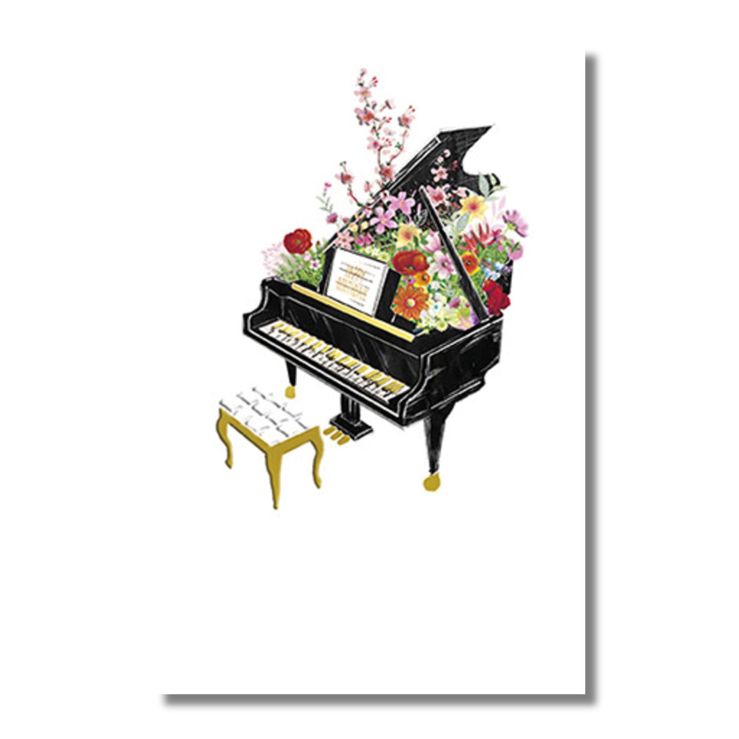 Birthday Card — Piano Full of Flowers