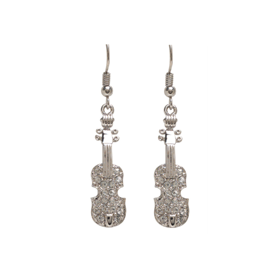 Violin Earrings, Silver