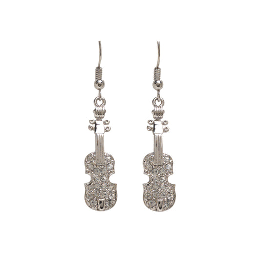 Violin Earrings, Silver