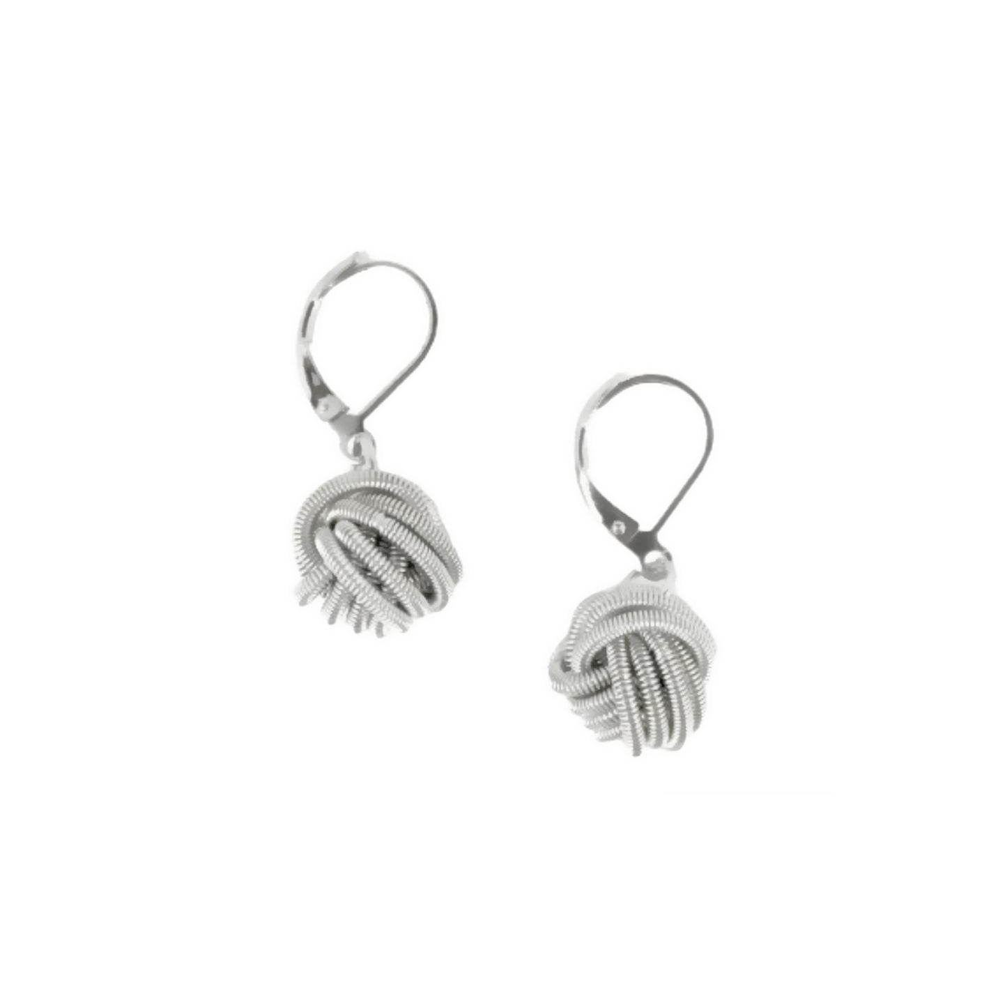 Piano Wire Knot Earrings, Silver