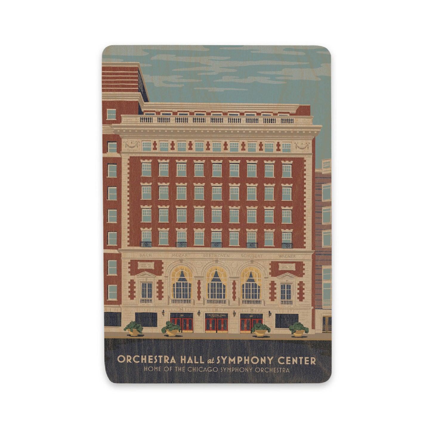 Orchestra Hall Wooden Postcard, Exterior