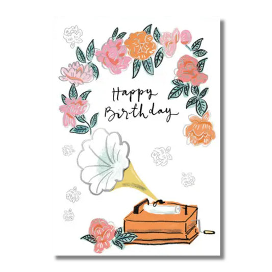 Birthday Card — Gramophone Drawing