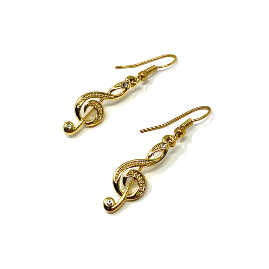 Treble Clef Earrings, Gold