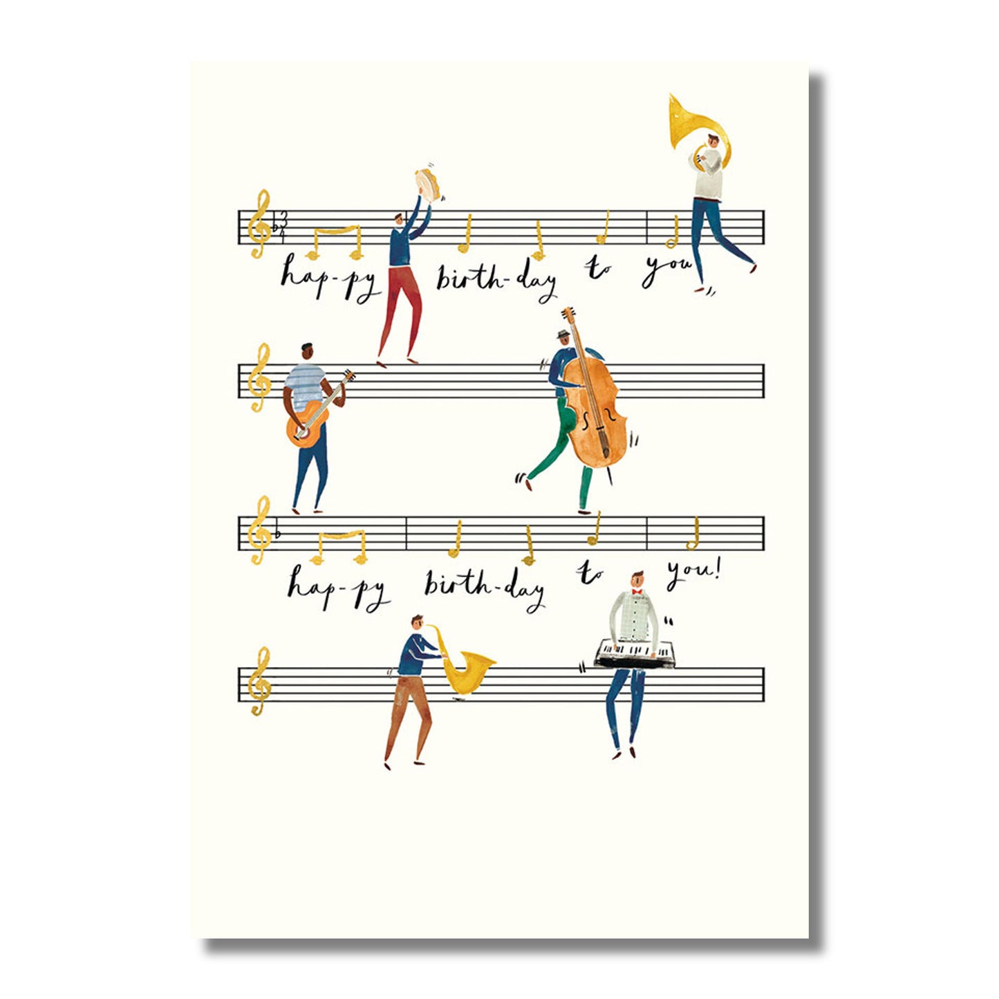 Birthday Card — Musicians on Staves