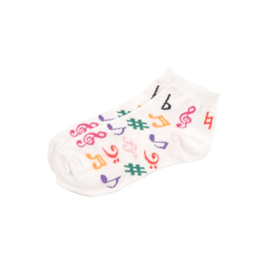 Music Notes Women's Ankle Socks, White