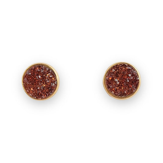 Spiffy & Splendid Geode Druzy Studs in Amber