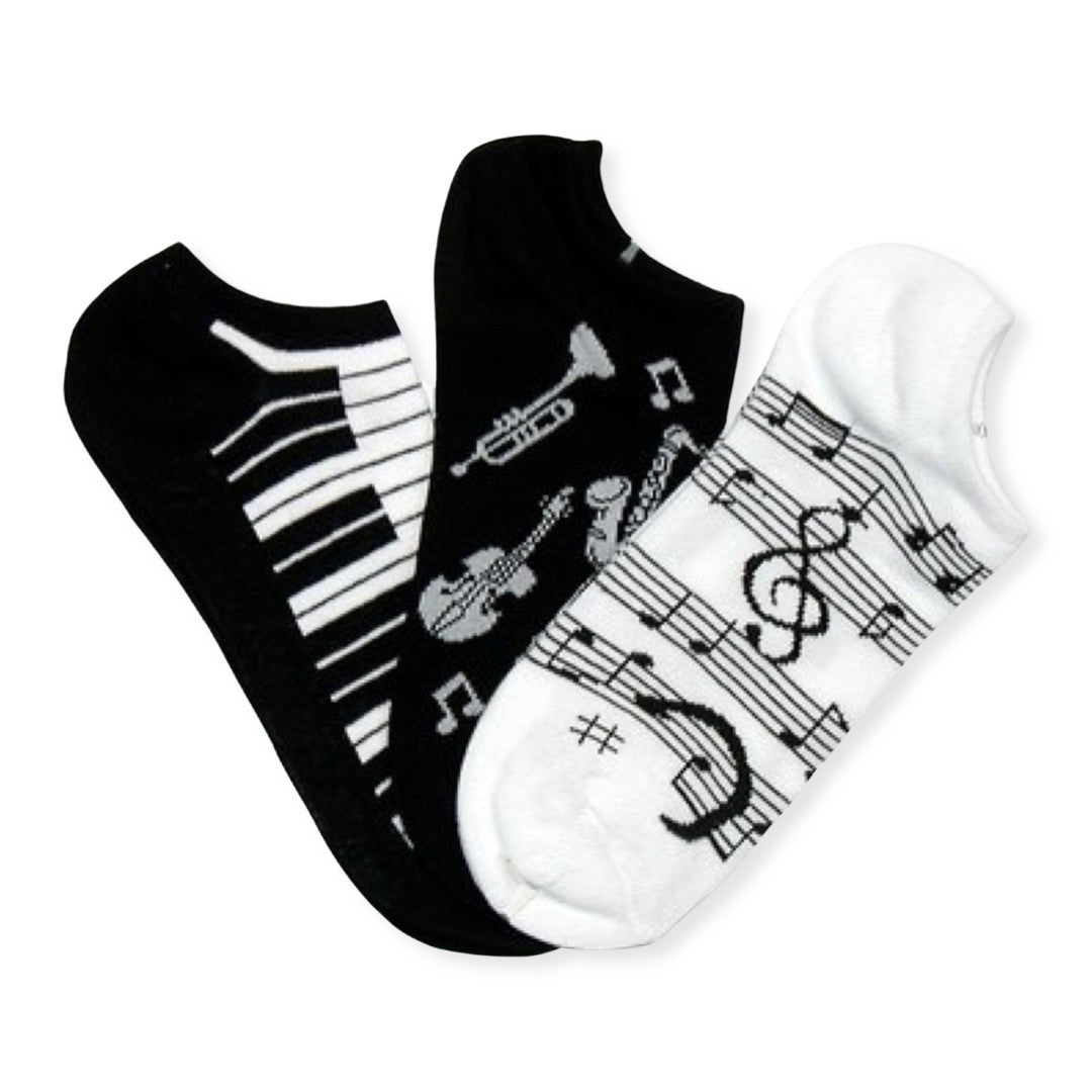 Musical Women's No-Show Socks, 3-Pack