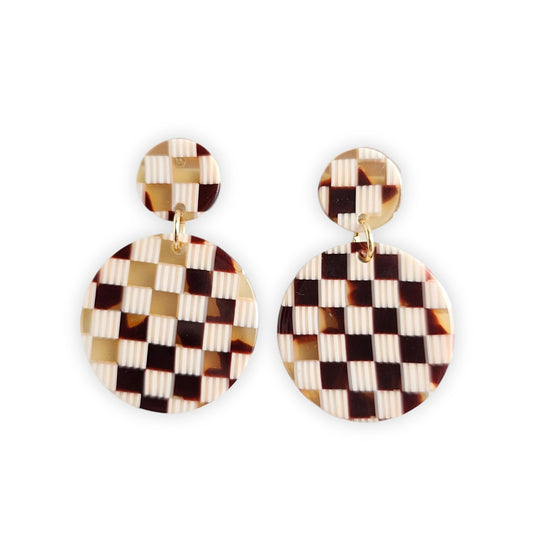 Spiffy & Splendid Addy Earrings in Brown Checker