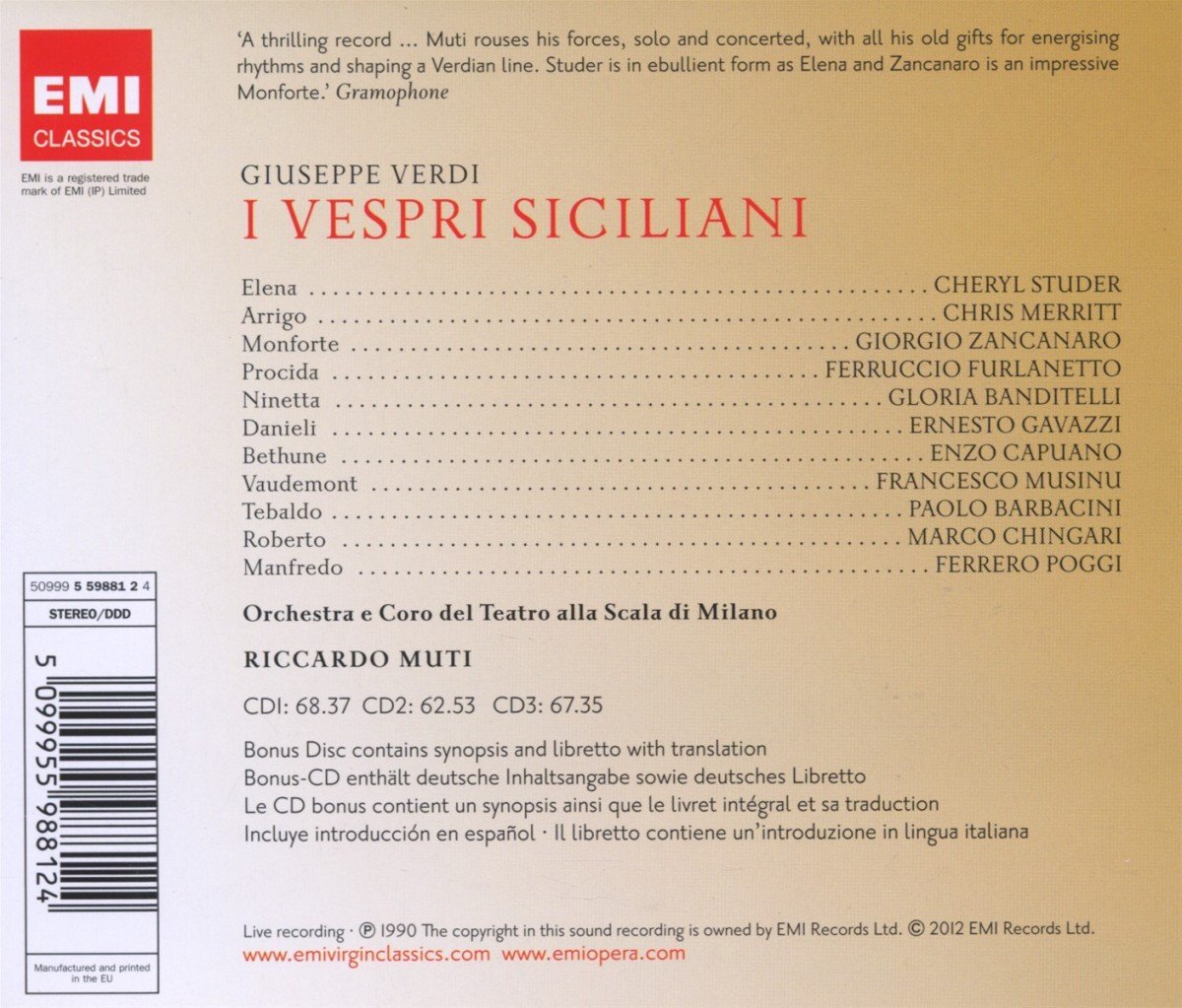 Verdi: I vespri siciliani, Muti/La Scala (3-CD)