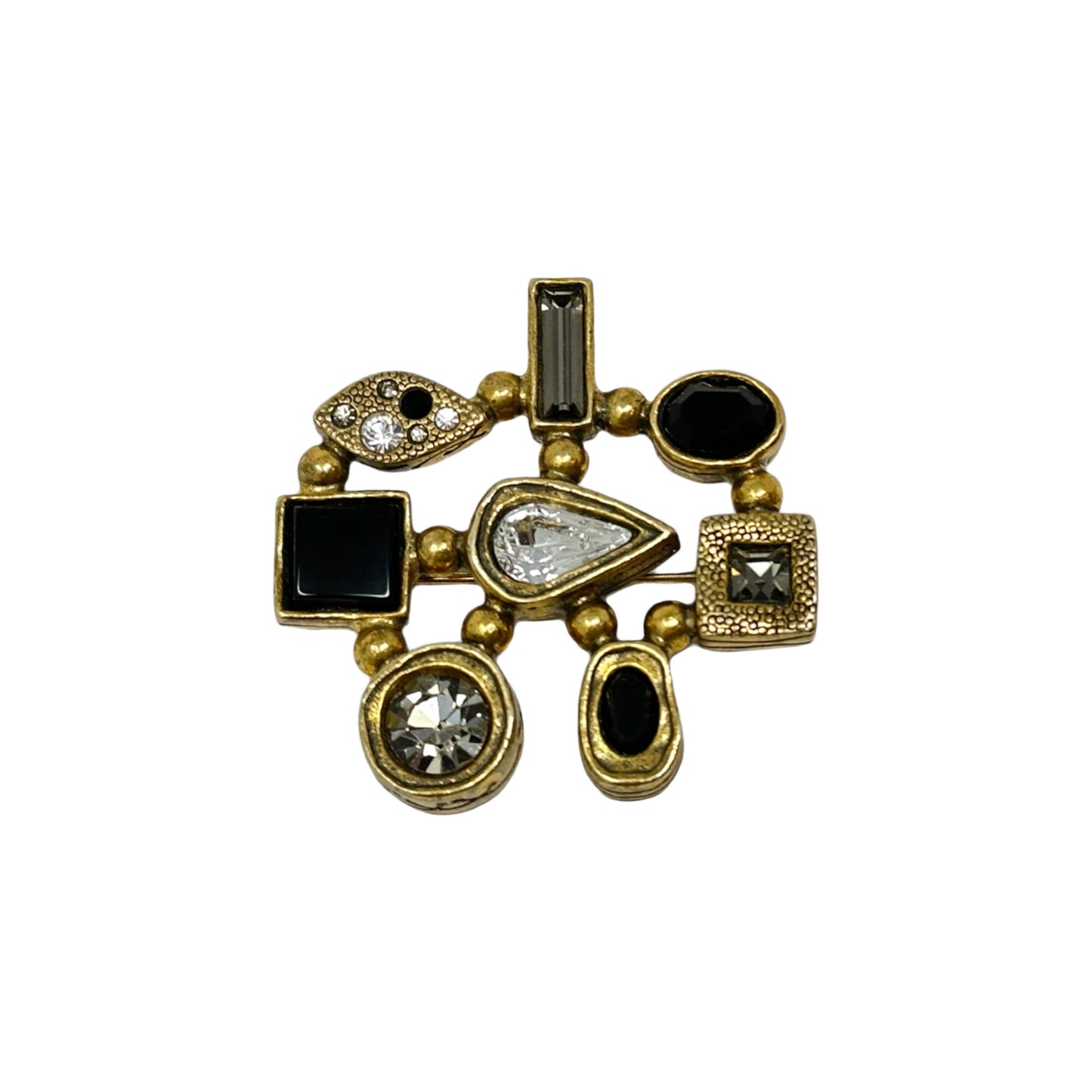 Patricia Locke Connections Brooch in Gold Black & White
