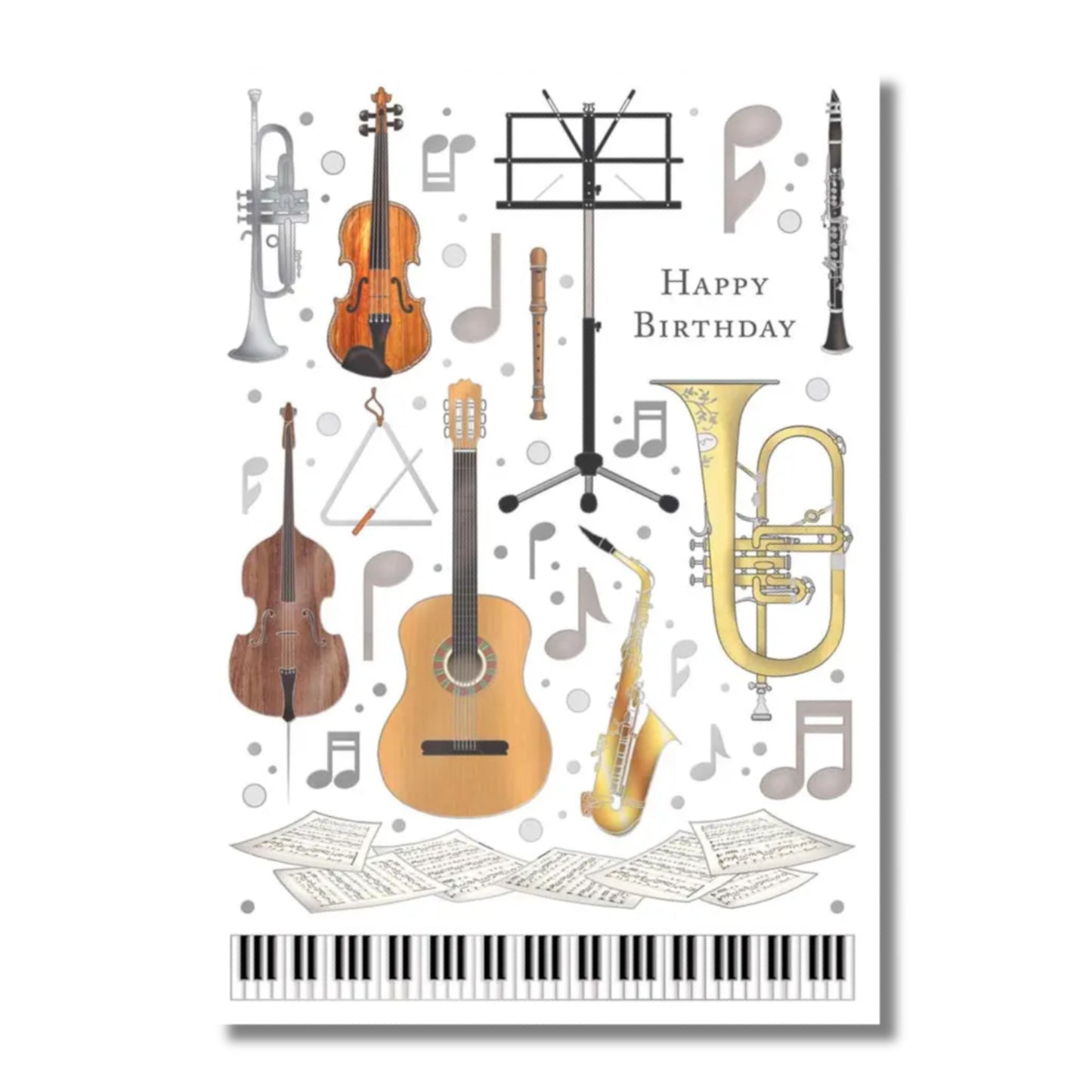 Birthday Card — Musical Instruments with Music Stand