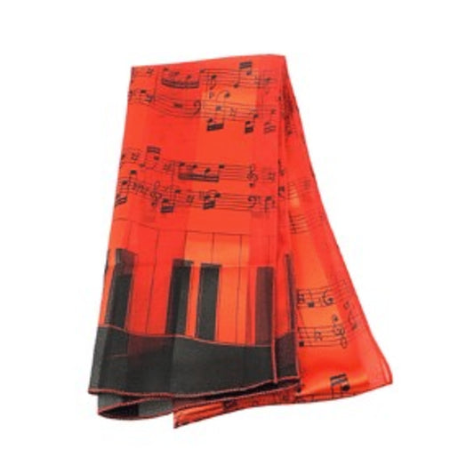 Music Staff with Keyboard Border Scarf, Red
