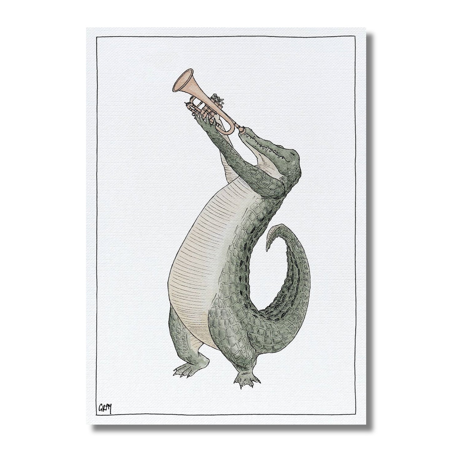 Blank Card — Crocodile Playing the Trumpet