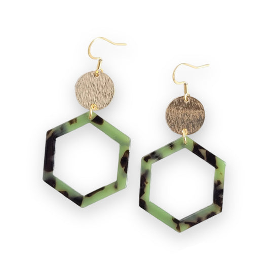 Spiffy & Splendid Lennox Earrings in Olive Tortoise