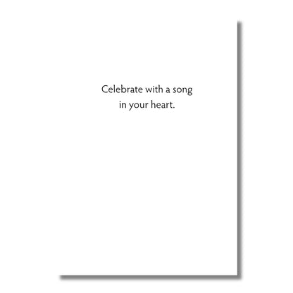 Birthday Card — Piano with Multicolor Notes