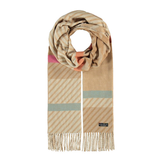 Striped Houndstooth Scarf, Marzipan