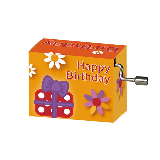 Happy Birthday Music Box, Orange with Present