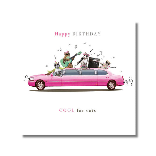 Birthday Card — Cool Cats in a Limo